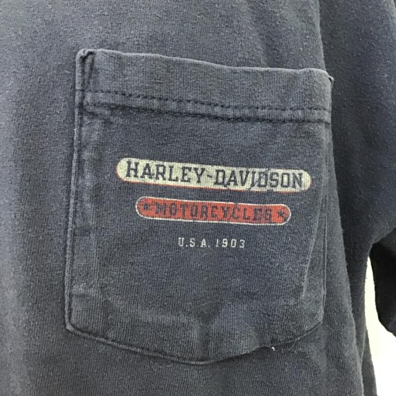 ハーレーダビッドソン Harley-Davidson Tシャツ 半袖 半袖カットソー プリントTシャツ クルーネックカットソー 古着 XL ロゴ、文字 紺 / ネイビー / メンズ USED 古着 中古 10097427