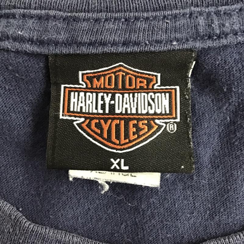 ハーレーダビッドソン Harley-Davidson Tシャツ 半袖 半袖カットソー プリントTシャツ クルーネックカットソー 古着 XL ロゴ、文字 紺 / ネイビー / メンズ USED 古着 中古 10097427