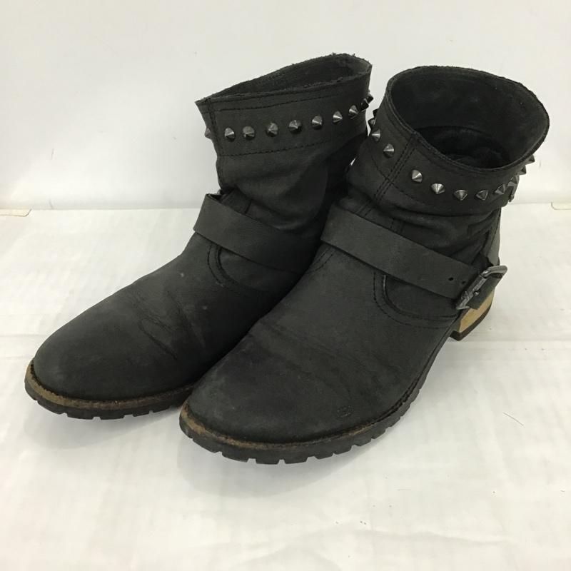ディーゼル DIESEL ブーツ ショートブーツ スタッズ エンジニアブーツ 24.5cm 24.5cm ロゴ、文字 黒 / ブラック / レディース USED 古着 中古 10097463