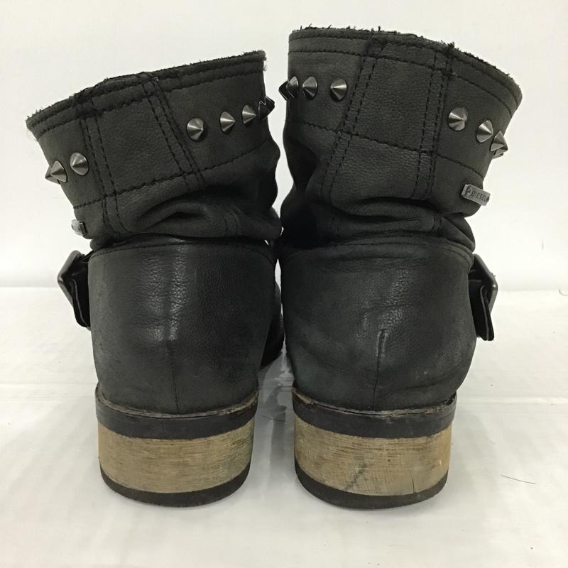 ディーゼル DIESEL ブーツ ショートブーツ スタッズ エンジニアブーツ 24.5cm 24.5cm ロゴ、文字 黒 / ブラック / レディース USED 古着 中古 10097463