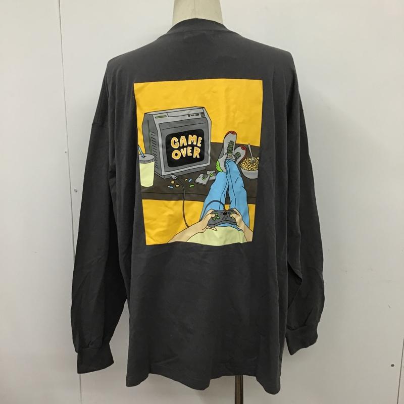モノマート MONO-MART カットソー 長袖 長袖カットソー クルーネックカットソー ロングスリーブカットソー プリントTシャツ L プリント 灰 / グレー / メンズ USED 古着 中古 10097485