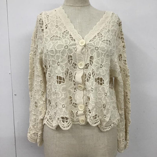 ナイスクラップ NICE CLAUP カーディガン 長袖 長袖カーディガン 長袖カットソー ニット リブニット 前ボタン 花柄 FREE 総柄 白 / ホワイト /  レディース USED 古着 中古 10097509