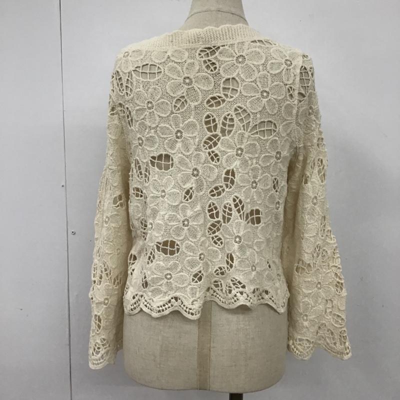 ナイスクラップ NICE CLAUP カーディガン 長袖 長袖カーディガン 長袖カットソー ニット リブニット 前ボタン 花柄 FREE 総柄 白 / ホワイト / レディース USED 古着 中古 10097509