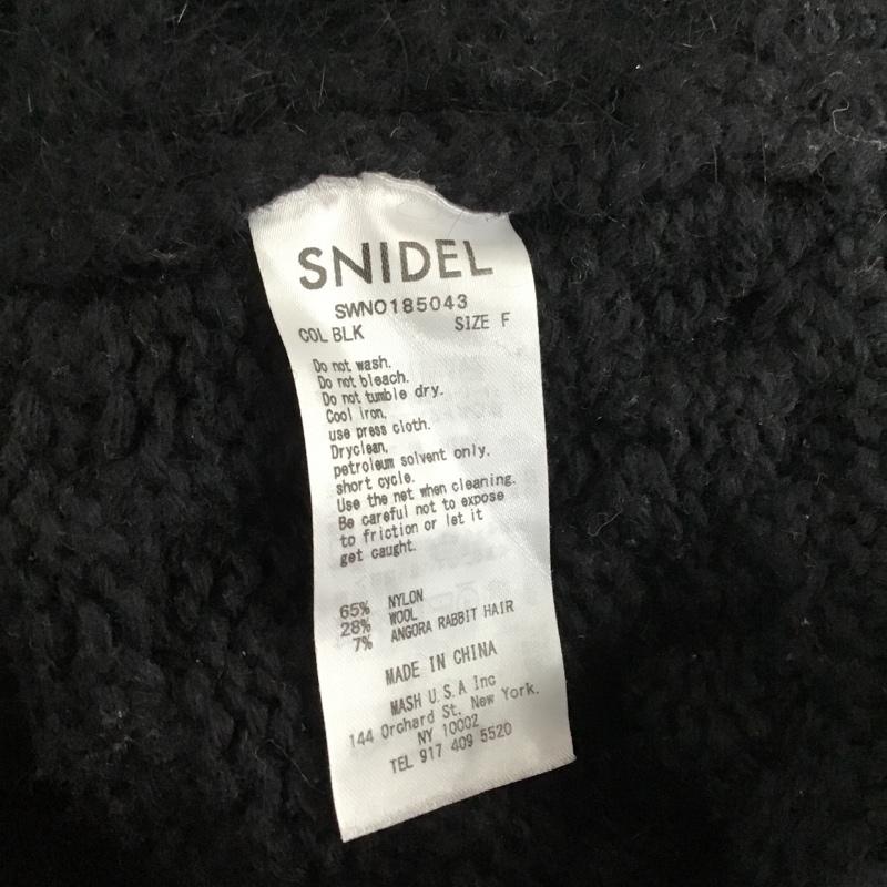 スナイデル SNIDEL ワンピース ひざ丈スカート SWNO185043 ケーブルブロッキングニットワンピ セーター タートルネック 長袖ニットワンピース 34 無地 黒 / ブラック / レディース USED 古着 中古 10097532