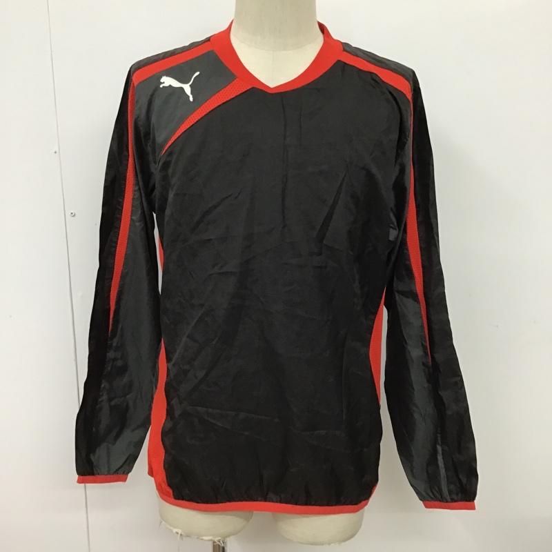 プーマ PUMA カットソー 長袖 653658 サッカー フットサルウェアー トライアルコート S ワンポイント 黒 / ブラック / X 赤 / レッド / メンズ USED 古着 中古 10097654