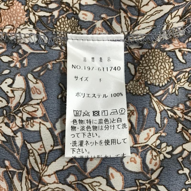 レイカズン Ray Cassin ワンピース ロングスカート 197-611740 Vネック 前開き 長袖 FREE 花柄 青 / ブルー / X 白 / ホワイト / X 茶 / ブラウン / X 橙 / オレンジ / レディース USED 古着 中古 10097703