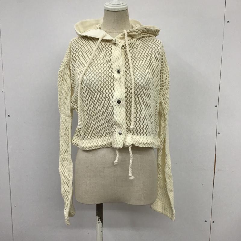 マウジー MOUSSY パーカー 長袖 フード付きパーカー 前ボタンカーディガン パーカー かぎあみパーカー FREE 無地 白 / ホワイト / レディース USED 古着 中古 10097846
