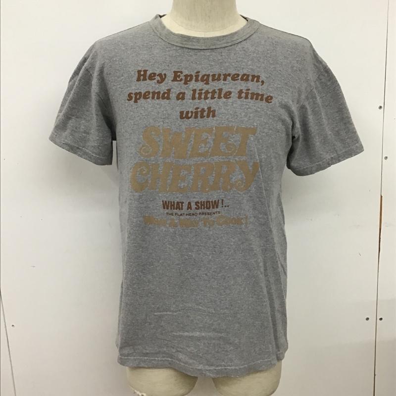 フラットヘッド FLATHEAD Tシャツ 半袖 半袖カットソー プリントTシャツ クルーネックカットソー 38 ロゴ、文字 灰 / グレー / メンズ USED 古着 中古 10097869