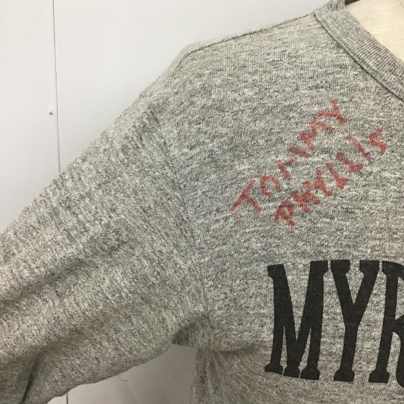 ウエアハウス WAREHOUSE カットソー 長袖 長袖カットソー プリントTシャツ クルーネックカットソー S ロゴ、文字 灰 / グレー / メンズ USED 古着 中古 10097874