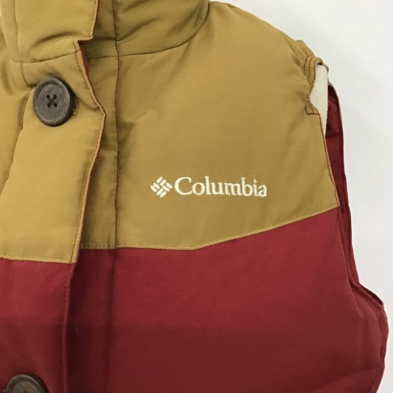 コロンビア Columbia ベスト ベスト 213 PL1992 ダウン フェザー M ロゴ、文字 ベージュ / ベージュ / X えんじ / ワインレッド / レディース USED 古着 中古 10097924