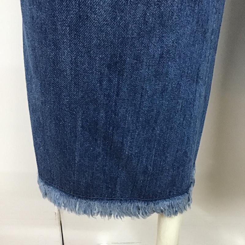 ローリーズファーム LOWRYS FARM パンツ デニム、ジーンズ LF517034AD ロープベルト付き 裾フリンジ ワイドパンツ M 無地 青 / ブルー / レディース USED 古着 中古 10097941