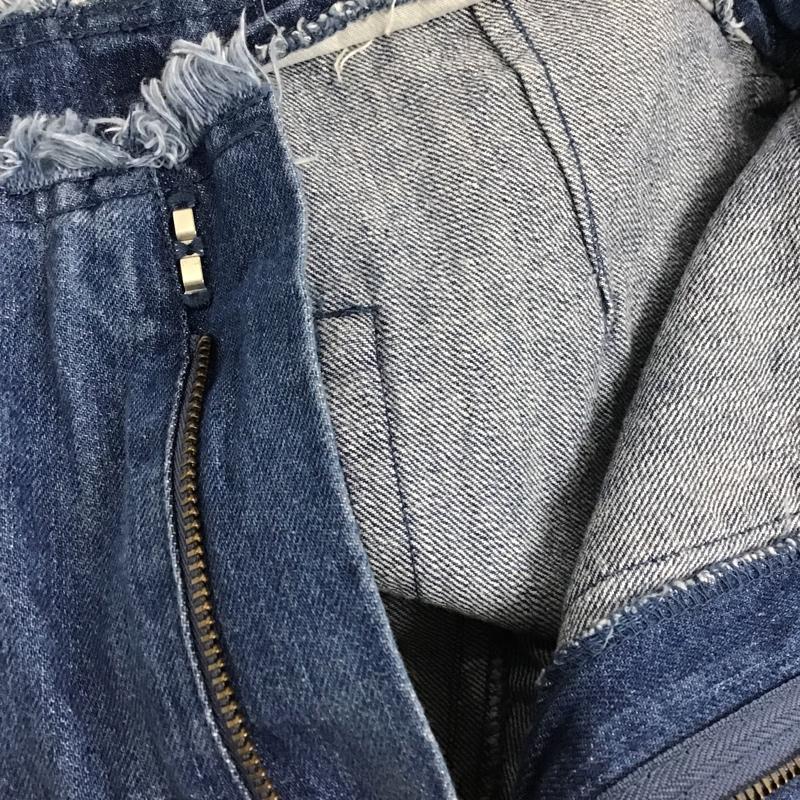 ローリーズファーム LOWRYS FARM パンツ デニム、ジーンズ LF517034AD ロープベルト付き 裾フリンジ ワイドパンツ M 無地 青 / ブルー / レディース USED 古着 中古 10097941
