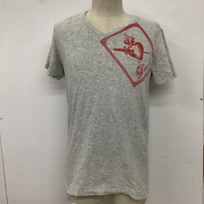 ディーゼル DIESEL Tシャツ 半袖 半袖カットソー プリントTシャツ クルーネックカットソー L プリント 灰 / グレー / メンズ USED 古着 中古 10097975