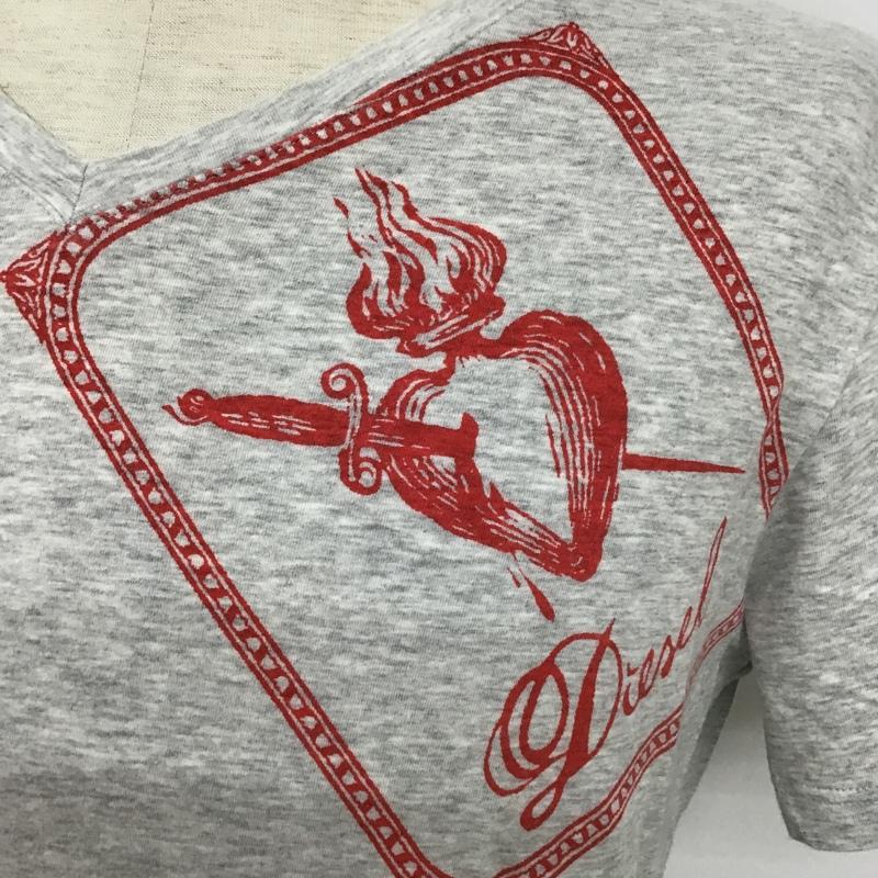 ディーゼル DIESEL Tシャツ 半袖 半袖カットソー プリントTシャツ クルーネックカットソー L プリント 灰 / グレー / メンズ USED 古着 中古 10097975