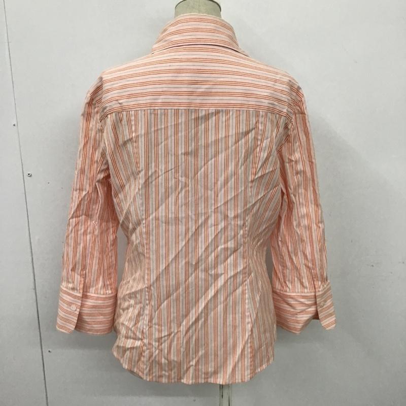 バーバリーロンドン Burberry London シャツ、ブラウス 七分袖 スキッパーシャツ 42 ストライプ 桃 / ピンク / X 白 / ホワイト / X 橙 / オレンジ / X 黄緑 / イエローグリーン / レディース USED 古着 中古 10098028