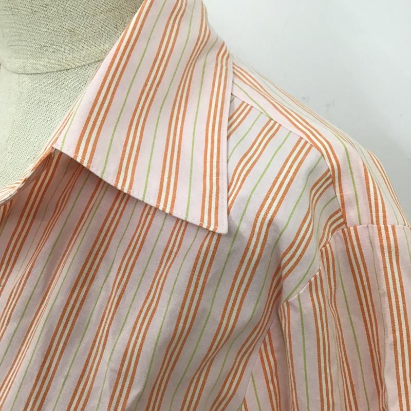 バーバリーロンドン Burberry London シャツ、ブラウス 七分袖 スキッパーシャツ 42 ストライプ 桃 / ピンク / X 白 / ホワイト / X 橙 / オレンジ / X 黄緑 / イエローグリーン / レディース USED 古着 中古 10098028