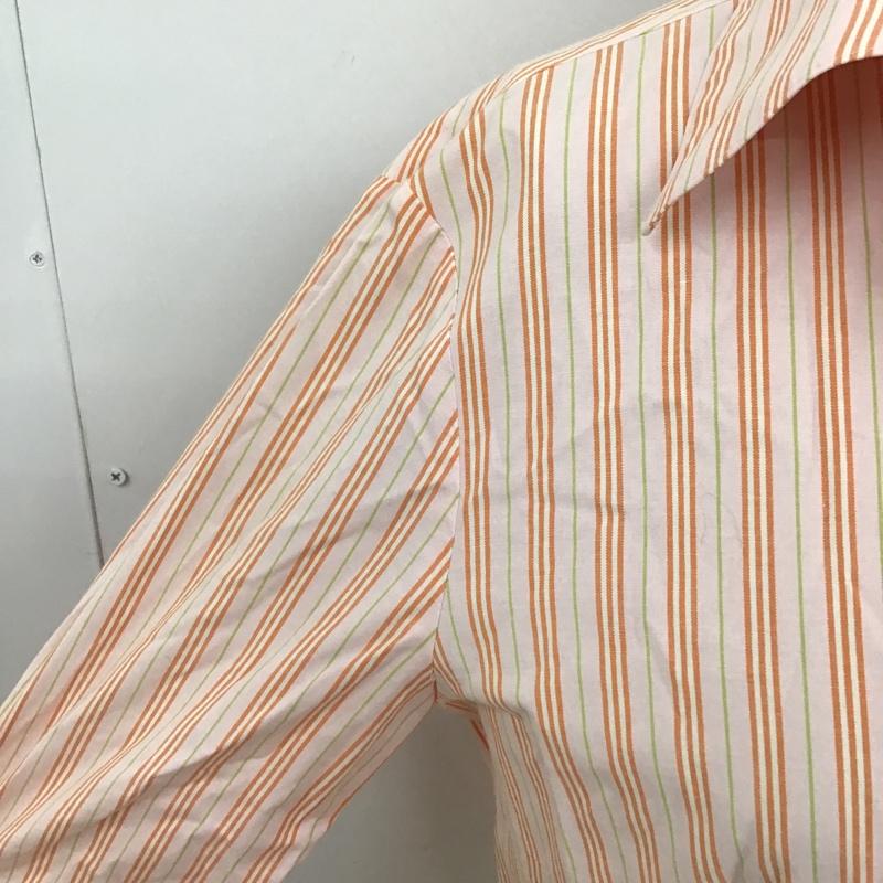 バーバリーロンドン Burberry London シャツ、ブラウス 七分袖 スキッパーシャツ 42 ストライプ 桃 / ピンク / X 白 / ホワイト / X 橙 / オレンジ / X 黄緑 / イエローグリーン / レディース USED 古着 中古 10098028