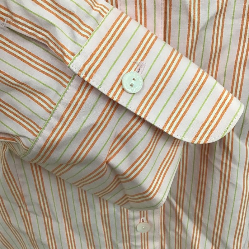 バーバリーロンドン Burberry London シャツ、ブラウス 七分袖 スキッパーシャツ 42 ストライプ 桃 / ピンク / X 白 / ホワイト / X 橙 / オレンジ / X 黄緑 / イエローグリーン / レディース USED 古着 中古 10098028