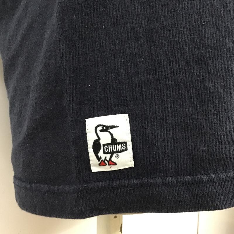チャムス CHUMS Tシャツ 半袖 クルーネック キャンプ プリント L ロゴ、文字 紺 / ネイビー / レディース USED 古着 中古 10098035