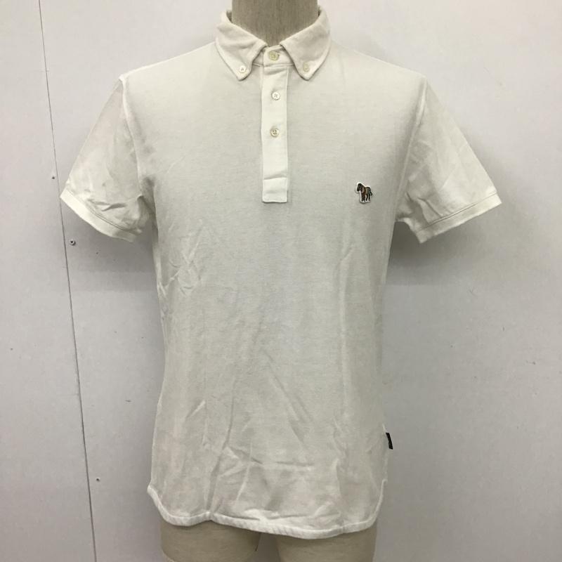 ポールスミスジーンズ Paul Smith JEANS ポロシャツ 半袖 半袖ポロシャツ ボタンダウンシャツ 半袖カットソー M ロゴ、文字 白 / ホワイト / メンズ USED 古着 中古 10098065