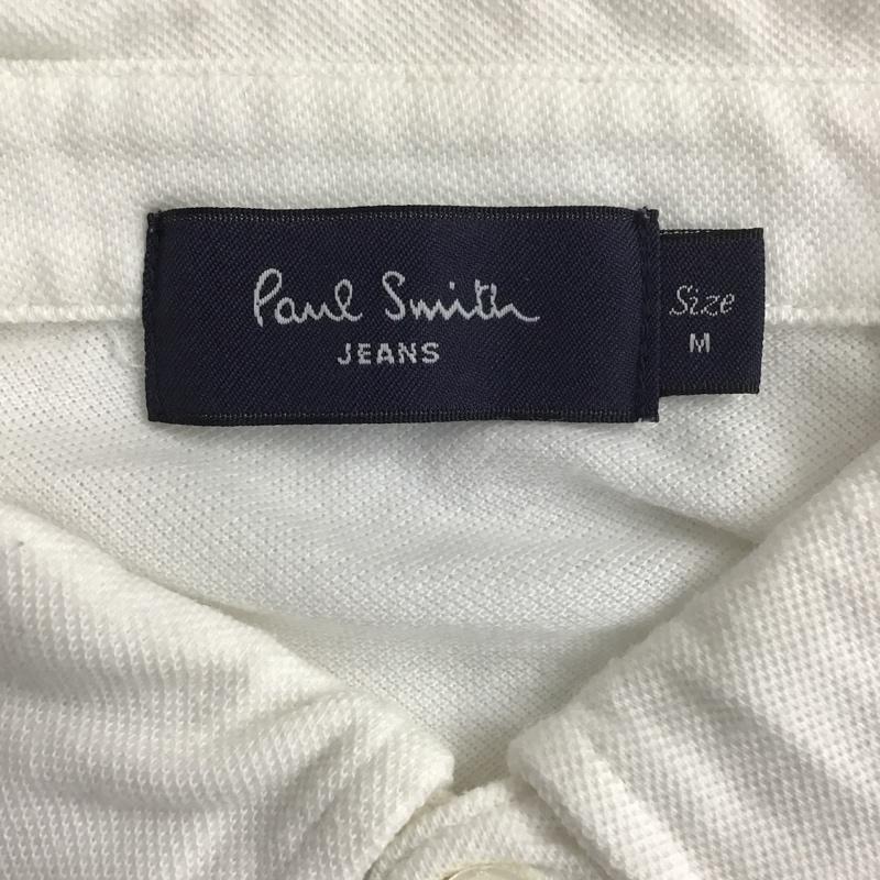 ポールスミスジーンズ Paul Smith JEANS ポロシャツ 半袖 半袖ポロシャツ ボタンダウンシャツ 半袖カットソー M ロゴ、文字 白 / ホワイト / メンズ USED 古着 中古 10098065