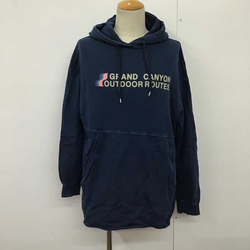 ザラ ZARA パーカー 長袖 M プリント 紺 / ネイビー / メンズ USED 古着 中古 10098096