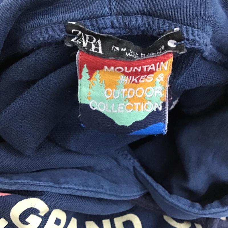 ザラ ZARA パーカー 長袖 M プリント 紺 / ネイビー / メンズ USED 古着 中古 10098096