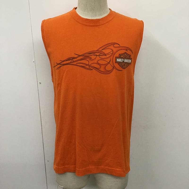 ハーレーダビッドソン Harley-Davidson トップス トップス ノースリーブ M ロゴ、文字 橙 / オレンジ / メンズ USED 古着 中古 10098110