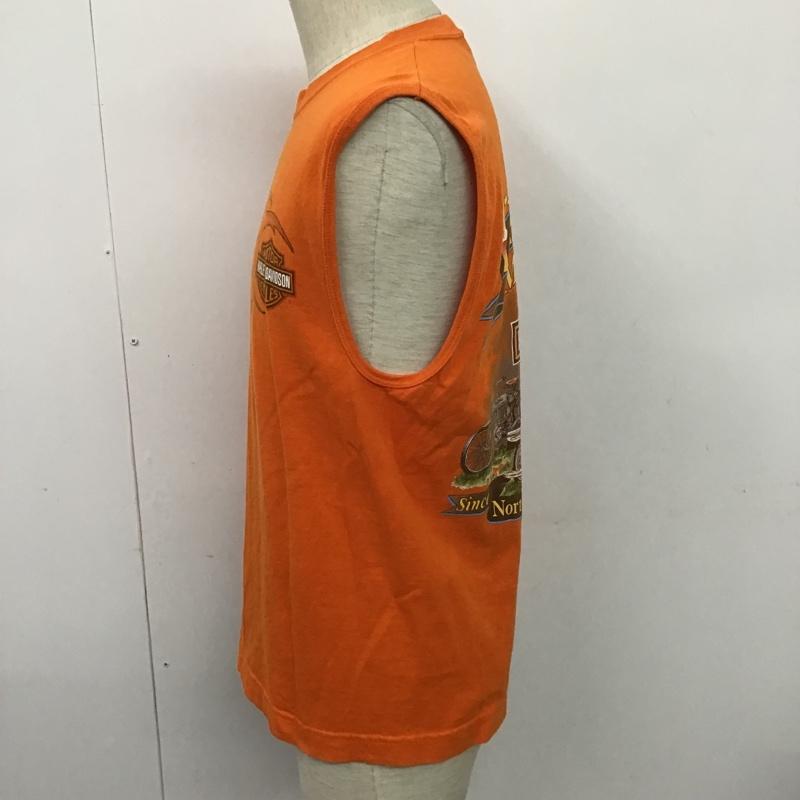ハーレーダビッドソン Harley-Davidson トップス トップス ノースリーブ M ロゴ、文字 橙 / オレンジ / メンズ USED 古着 中古 10098110