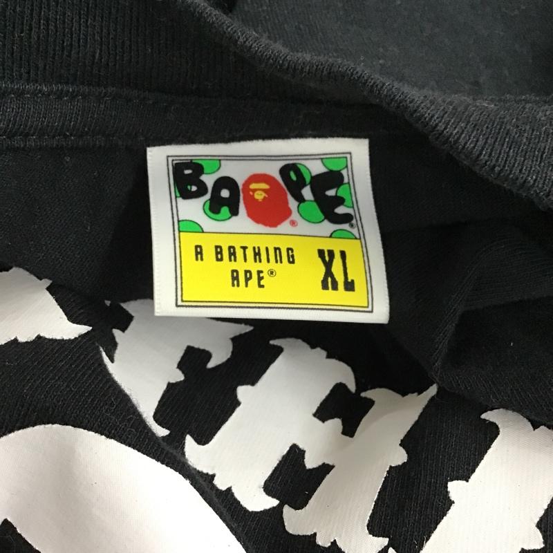 アベイシングエイプ A BATHING APE Tシャツ 半袖 半袖カットソー プリントTシャツ クルーネックカットソー XL ロゴ、文字 黒 / ブラック / メンズ USED 古着 中古 10098112
