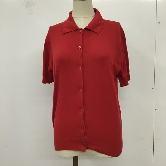 ジョンスメドレー JOHN SMEDLEY カーディガン 半袖 半袖ニット 半袖カーディガン ポロシャツ 半袖カットソー S 無地 赤 / レッド /  レディース USED 古着 中古 10098123