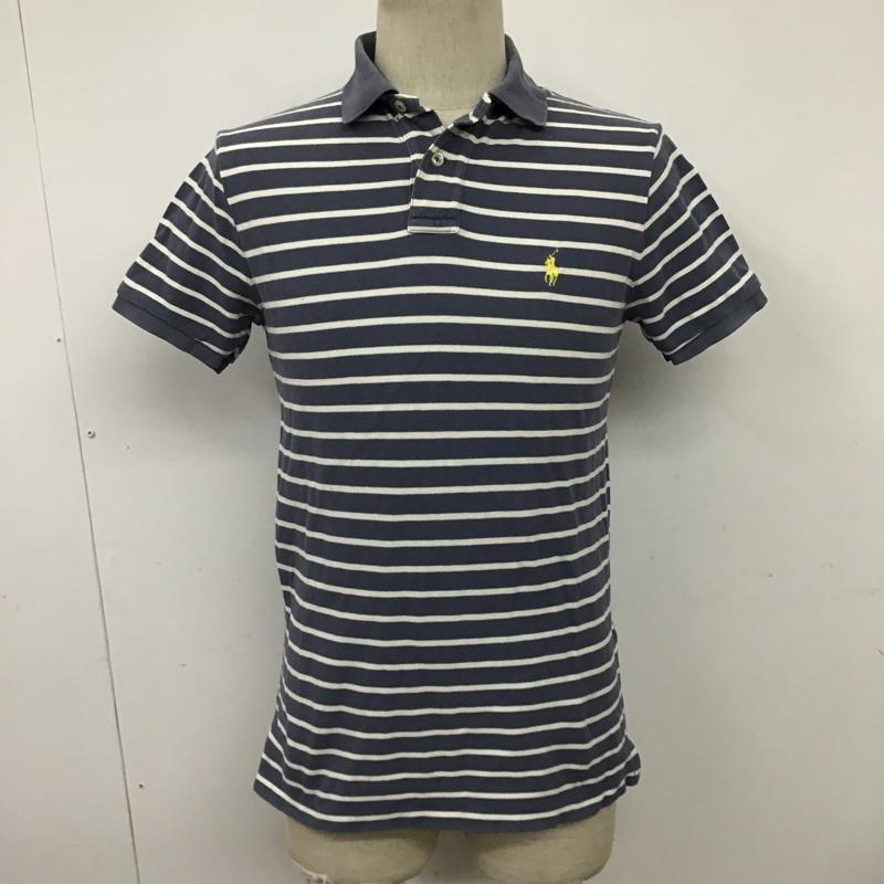 ポロバイラルフローレン Polo by RALPH LAUREN ポロシャツ 半袖 ボーダー S ワンポイント 白 / ホワイト / X 灰 / グレー / メンズ USED 古着 中古 10098127