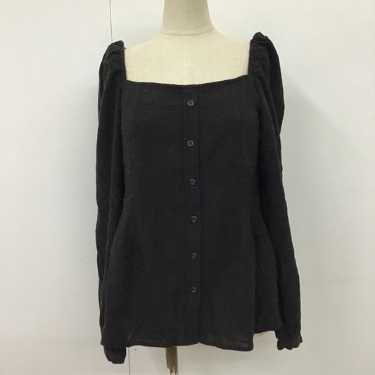 マウジー MOUSSY カットソー 長袖 010CSW30-1420 FRONTBUTTONPUFFSLEEVEBLOUSE ワイドネック 前開シャツ カーディガン 1 無地 黒 / ブラック /  レディース USED 古着 中古 10098168