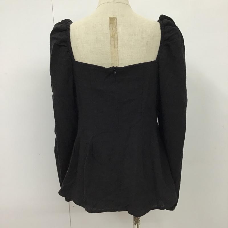 マウジー MOUSSY カットソー 長袖 010CSW30-1420 FRONTBUTTONPUFFSLEEVEBLOUSE ワイドネック 前開シャツ カーディガン 1 無地 黒 / ブラック / レディース USED 古着 中古 10098168