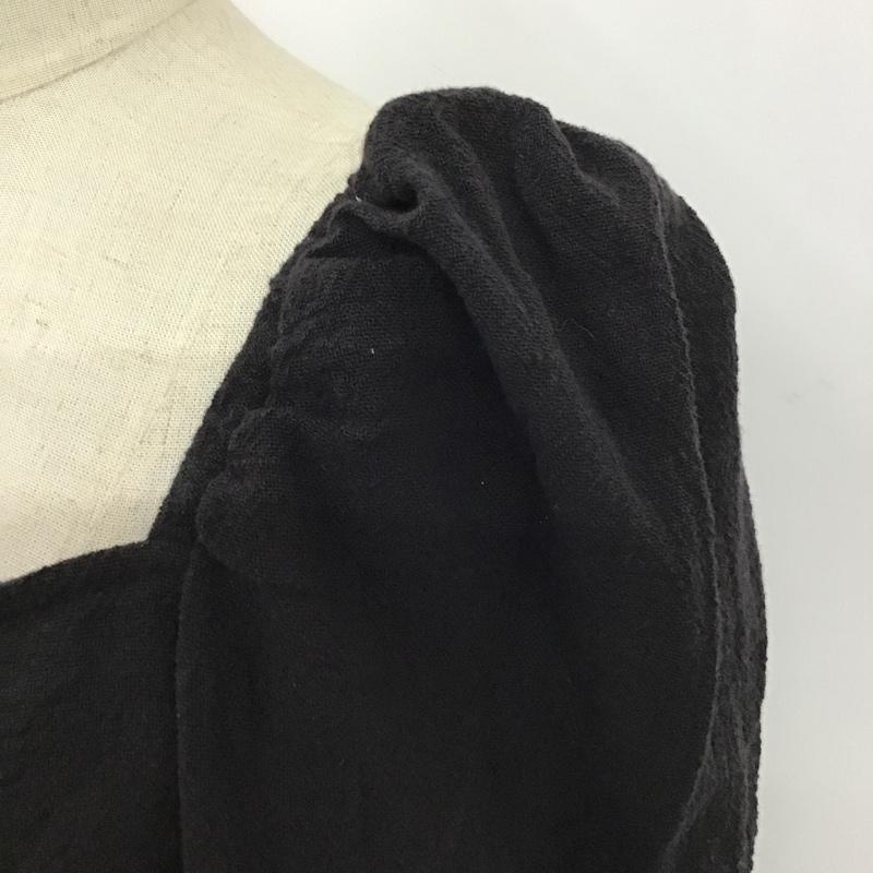 マウジー MOUSSY カットソー 長袖 010CSW30-1420 FRONTBUTTONPUFFSLEEVEBLOUSE ワイドネック 前開シャツ カーディガン 1 無地 黒 / ブラック / レディース USED 古着 中古 10098168
