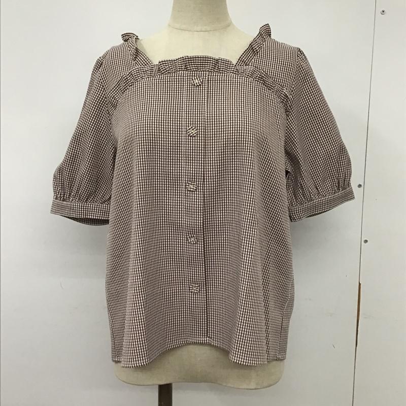マジェスティックレゴン MAJESTIC LEGON シャツ、ブラウス 半袖 1095035234 スクエアフリルハーフ袖ブラウス M チェック 白 / ホワイト / X 茶 / ブラウン / レディース USED 古着 中古 10098243