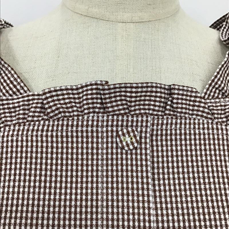 マジェスティックレゴン MAJESTIC LEGON シャツ、ブラウス 半袖 1095035234 スクエアフリルハーフ袖ブラウス M チェック 白 / ホワイト / X 茶 / ブラウン / レディース USED 古着 中古 10098243