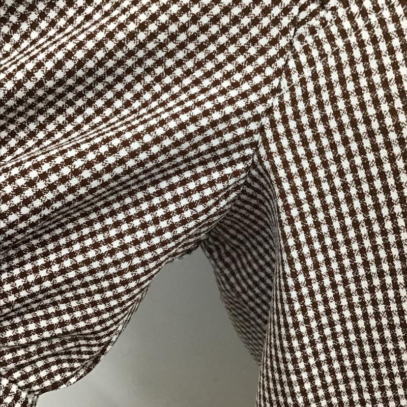 マジェスティックレゴン MAJESTIC LEGON シャツ、ブラウス 半袖 1095035234 スクエアフリルハーフ袖ブラウス M チェック 白 / ホワイト / X 茶 / ブラウン / レディース USED 古着 中古 10098243