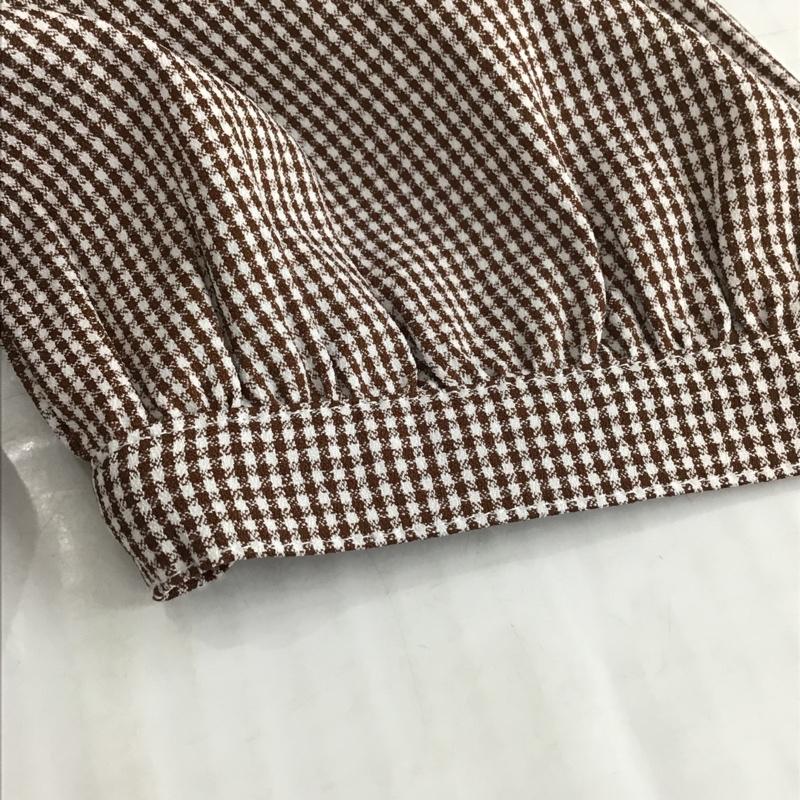 マジェスティックレゴン MAJESTIC LEGON シャツ、ブラウス 半袖 1095035234 スクエアフリルハーフ袖ブラウス M チェック 白 / ホワイト / X 茶 / ブラウン / レディース USED 古着 中古 10098243