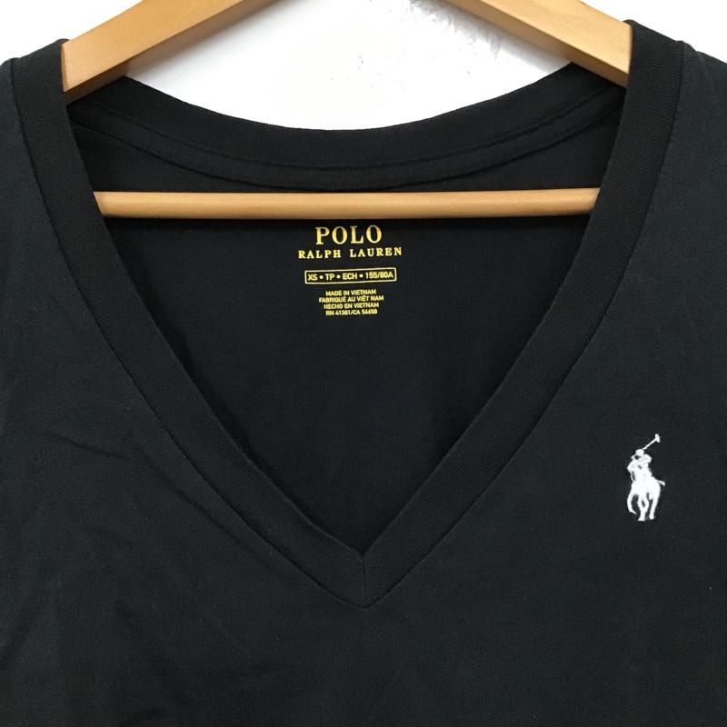 ポロラルフローレン POLO RALPH LAUREN Tシャツ 半袖 211810419001 Vネック XS ワンポイント 黒 / ブラック / レディース USED 古着 中古 10098279
