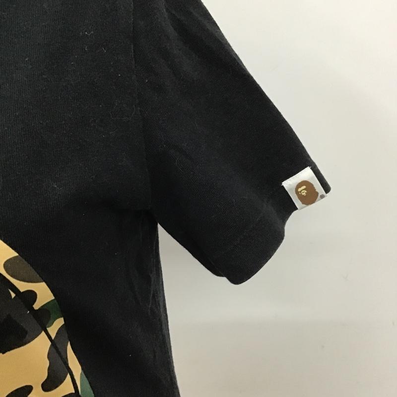 アベイシングエイプ A BATHING APE Tシャツ 半袖 クルーネック プリント ロゴ XS カモフラージュ柄・迷彩 黒 / ブラック / レディース USED 古着 中古 10098292