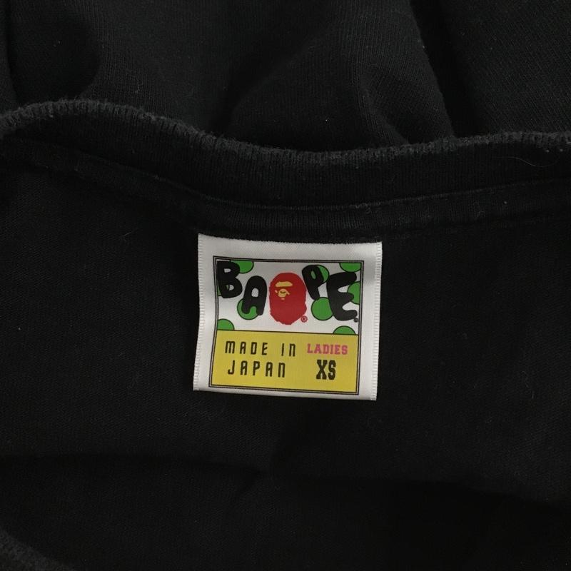アベイシングエイプ A BATHING APE Tシャツ 半袖 クルーネック プリント ロゴ XS カモフラージュ柄・迷彩 黒 / ブラック / レディース USED 古着 中古 10098292