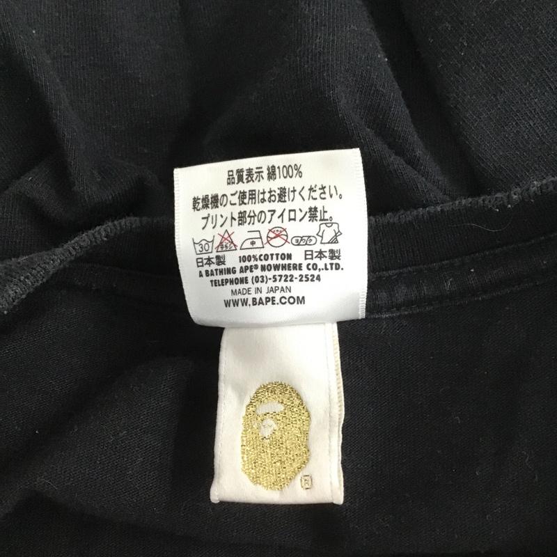 アベイシングエイプ A BATHING APE Tシャツ 半袖 クルーネック プリント ロゴ XS カモフラージュ柄・迷彩 黒 / ブラック / レディース USED 古着 中古 10098292