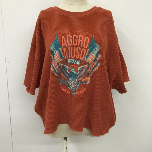 ロデオクラウンズ Rodeo Crowns カットソー 半袖 420CSI90-2540 イーグル ワッフル Tシャツ FREE プリント 赤 / レッド /  レディース USED 古着 中古 10098295