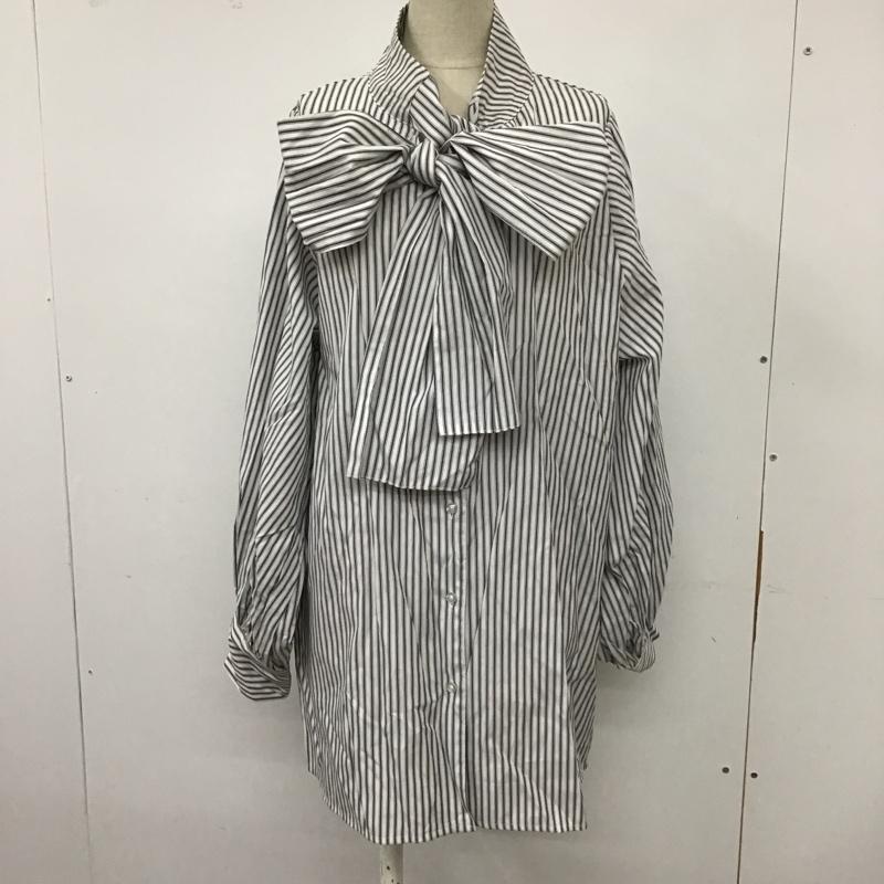 ヘザー Heather ワンピース ひざ丈スカート シャツワンピース パフスリーブワンピース ストライプシャツ カジュアルシャツ FREE ストライプ 白 / ホワイト / X 黒 / ブラック / レディース USED 古着 中古 10098330