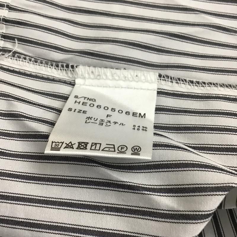 ヘザー Heather ワンピース ひざ丈スカート シャツワンピース パフスリーブワンピース ストライプシャツ カジュアルシャツ FREE ストライプ 白 / ホワイト / X 黒 / ブラック / レディース USED 古着 中古 10098330