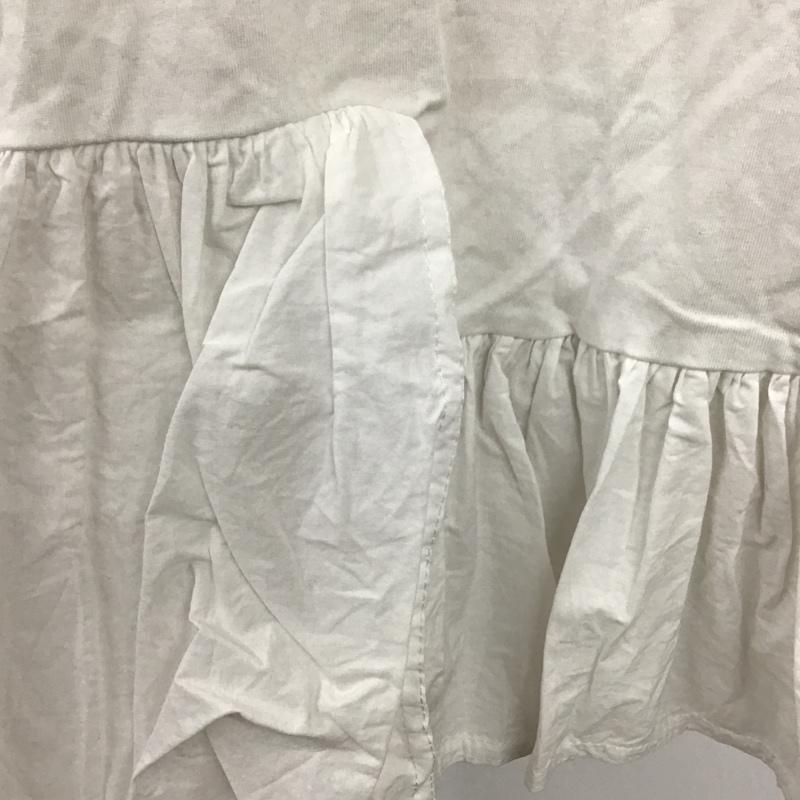 ザラ ZARA カットソー 半袖 半袖カットソー クルーネックカットソー フリルカットソー フレアカットソー L 無地 白 / ホワイト /  レディース USED 古着 中古 10098344
