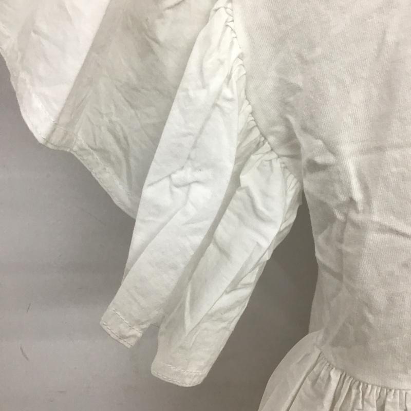 ザラ ZARA カットソー 半袖 半袖カットソー クルーネックカットソー フリルカットソー フレアカットソー L 無地 白 / ホワイト /  レディース USED 古着 中古 10098344