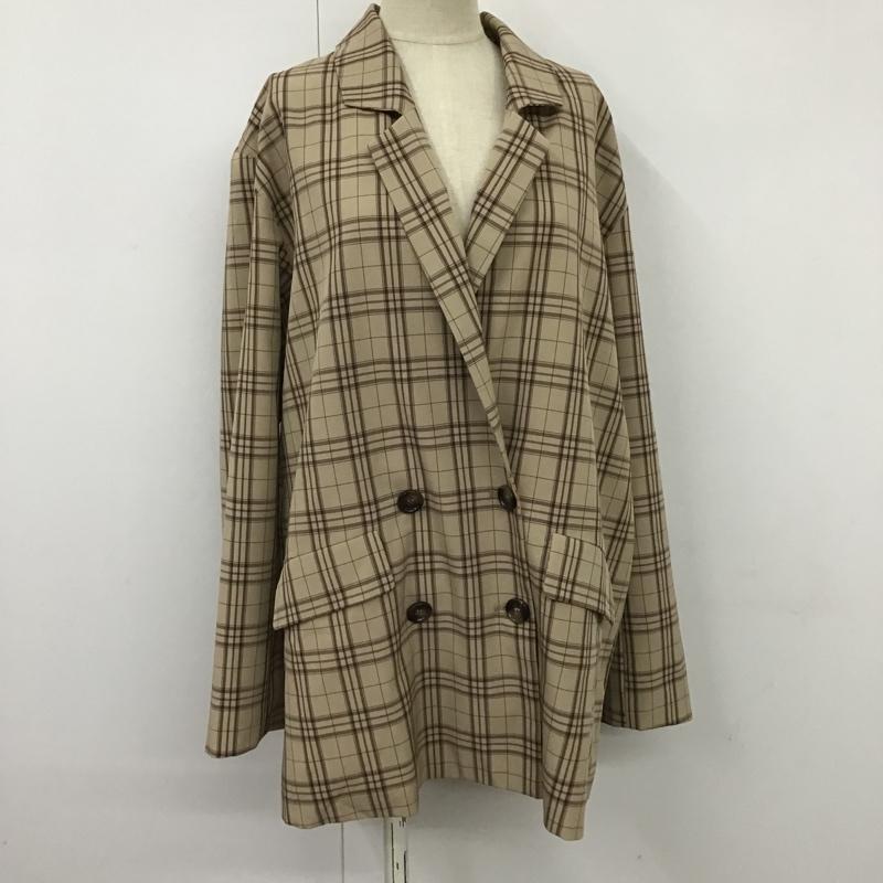 ヘザー Heather ジャケット、上着 ジャケット、ブレザー HE070442TS ダブルテーラードジャケット FREE チェック ベージュ / ベージュ / X 茶 / ブラウン / X えんじ / ワインレッド / レディース USED 古着 中古 10098401