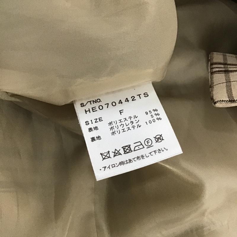 ヘザー Heather ジャケット、上着 ジャケット、ブレザー HE070442TS ダブルテーラードジャケット FREE チェック ベージュ / ベージュ / X 茶 / ブラウン / X えんじ / ワインレッド / レディース USED 古着 中古 10098401